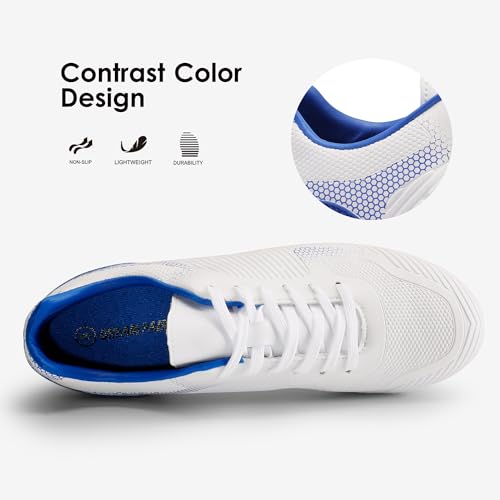 DREAM PAIRS Men‘s Firm Ground Soccer Cleats Soccer Shoes,White/Royal,13 - image 4
