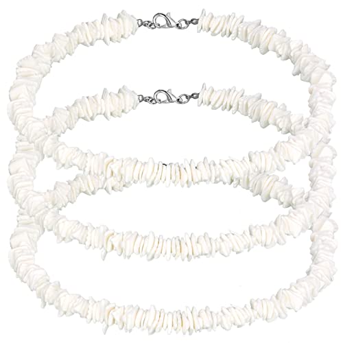 Tondiamo 3 Packs White Puka Shell Necklace Adjustable Seashell Necklace Summer Beach Surfer Sea Shell Beach Choker Jewelry