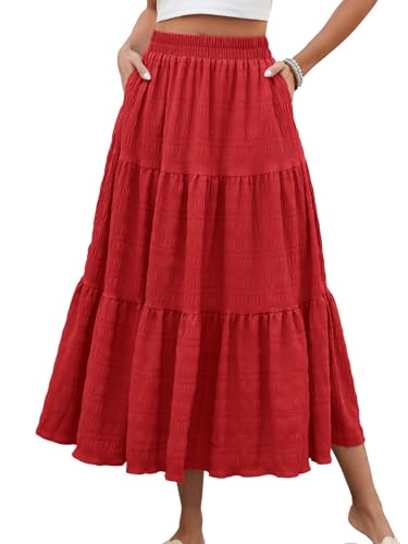 HUSKARY High Waisted Long Skirts for Women Summer...