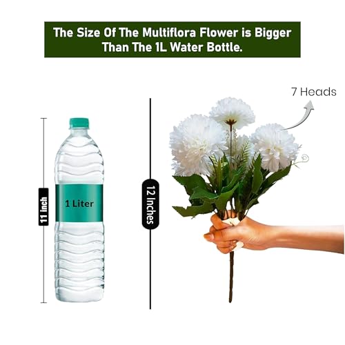 Image of Art Street Artificial Flower Bunch| Silk White Hydrangea Flower for Home| Bedroom, Living Room & Office Decoration |Christmas Day, New Year Set of 4 |11 Inch (Without Vase)