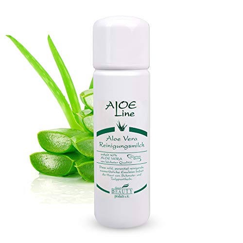 Aloe Vera Reinigungsmilch mit 40% Bio Aloe Vera, milde und porentiefe Hautreinigung, entfernt schonend Make-Up und Hautverschmutzungen, vegan, 200ml Cover
