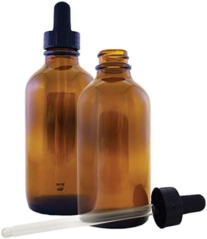 Amber Glass Bottle 4oz W/Glass Dropper - 2 Bottles