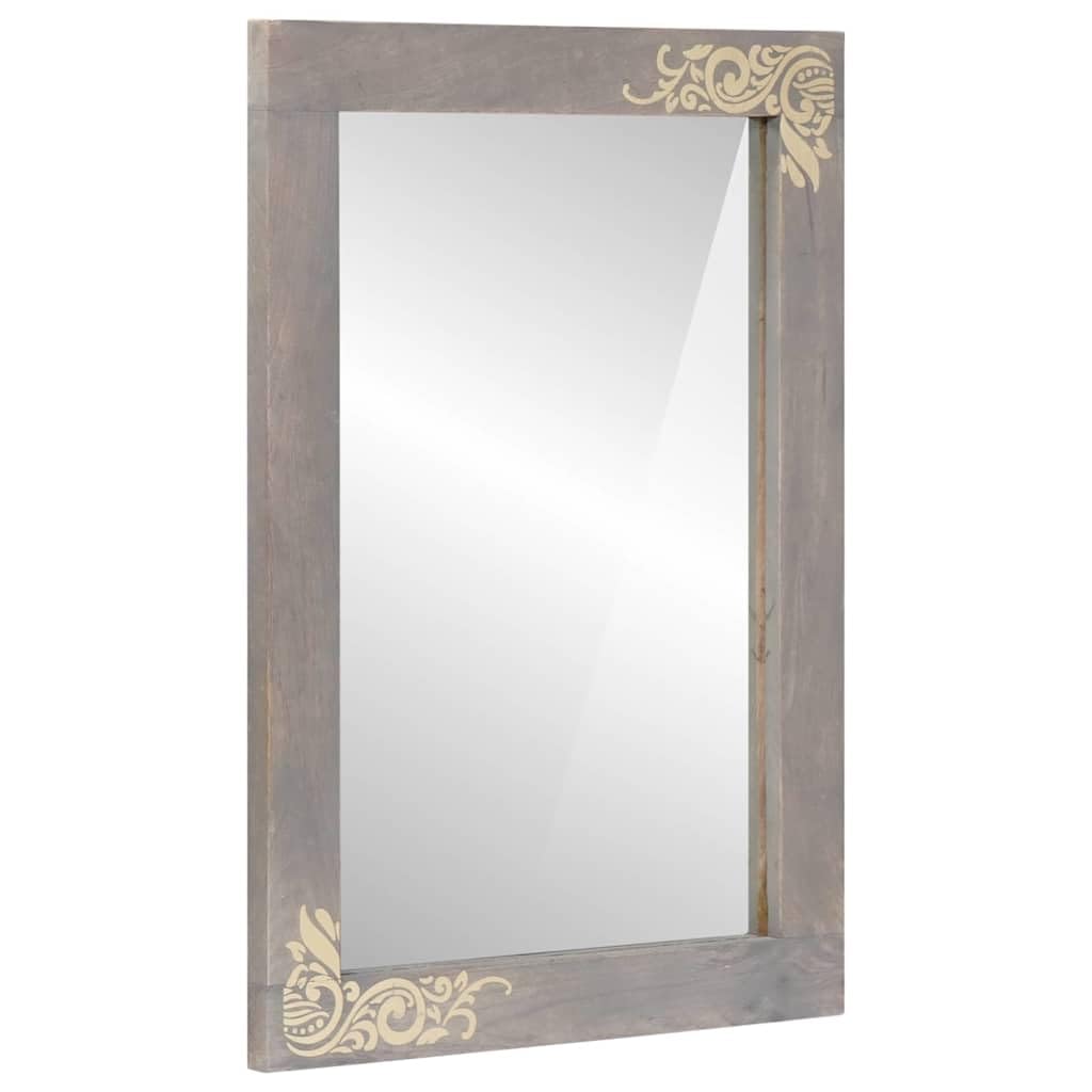 Set Mobili da Bagno 3 Pezzi in Legno Massello di Mango Grigio | Set con mobile sottolavabo, specchio e colonna per ottimizzare lo spazio nel bagno con un elegante tocco rustico.