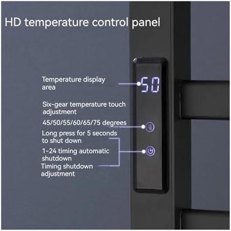 Electric Towel Rack Constant Temperature Digital Display Towel Heated Storage Rack Bathroom Towel Warmer Bathroom Accessories(Black-Left line)