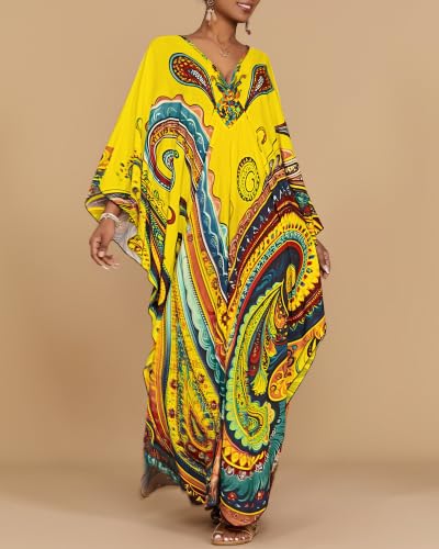 Image of Bsubseach Moo Moos for Women Batwing Sleeve Kaftan Dresses with Pockets