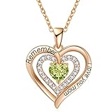 REDBEE Mom Double Birthstone Necklaces for Mom Diamond Heart Pendant Necklace for Women, Jewelry for