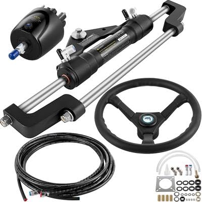 Happybuy Hydraulic Boat Steering Kit, 300HP Helm Pump, Aluminum Alloy Steering Cylinder, 13.5