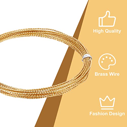 BENECREAT 6m 1.2mm Thick Golden Craft Brass Jewelry Wire, Round Jewelry Twisted Wire for Beading Ring Making and Other Jewelry Crafts - Image 3