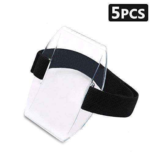 Timoo 5 PCS Arm Badge Holder Armband ID Card Holder with Adjustable Belt