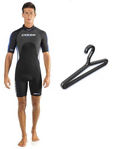 Cressi Men's Tahiti 2.5Mm Shorty Suit With Wetsuit Hanger, Black/Blue, Large/4 #TOP21