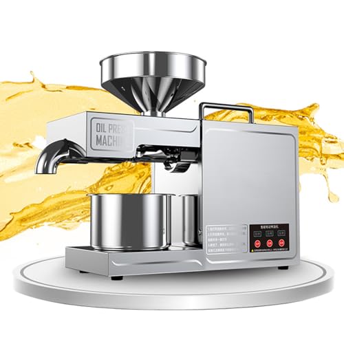 NYANS Automatic Small Oil Press, 304 Stainless Steel Hot/Cold Oil Extraction Machine, for Flaxseed Peanut Sesame Sunflower, High Power Pure Copper Motor