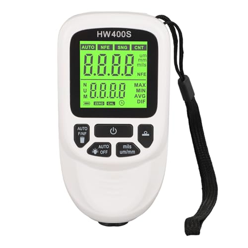 Alomejor Jauge D'épaisseur de Revêtement avec 3 Unités de Mesure, Testeur de Profondeur de Revêtement à Large Application pour le Traitement des Métaux, Jauge D'épaisseur de ABS Portable (WHITE)