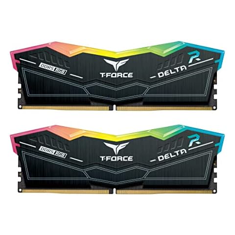 TEAMGROUP T-Force Delta RGB DDR5 32GB Kit (2x16GB) 6000MHz (PC5-48000) CL40 Desktop Memory Module Ram (Black) for Z690 - FF3D532G6000HC38ADC01 Cover