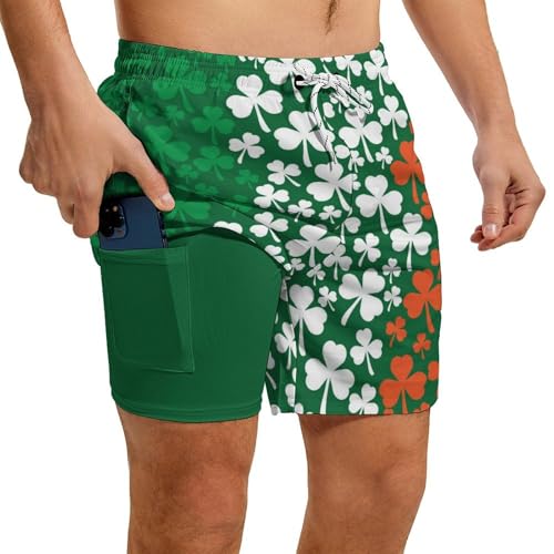 Mens Swim Trunks with Compression Liner 5" Quick Dry Board Shorts with 4 Pocket Stretch Beach Swim Shorts Swimwear2