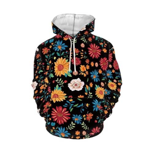 Image of Forchrinse Green Palm Tree Sea Beach Mens Hoodies Pullover Long Sleeve Fleece Hoodie Cozy Sport Casual Outwear
