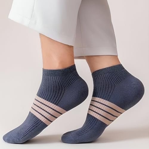 Image of MOMISY Men's Premium Cotton Cushion Ankle length Socks, (Multicolor) Pack of 5 (Free Size)