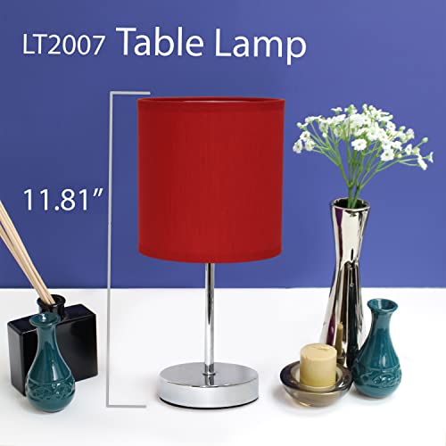 Simple Designs Lt2007-Red Chrome Mini Basic Table Lamp With Fabric Shade, Red #TOP1