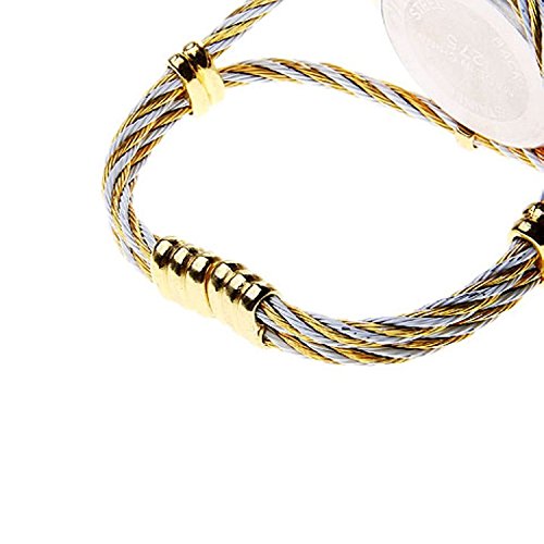 Soleasy New Fashion Women's Bangle Wrist Watch Quartz Gold-White Wth0051 #TOP3