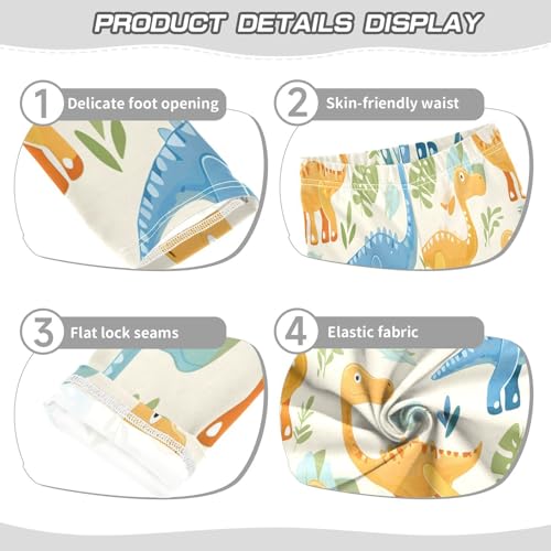 Bolaz Toddler Girls Leggings Printed Yoga Pants Leggings Yellow Blue Dinosaur for Kids3