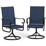 Aptliton Set of 2 Outdoor 360° Swivel Patio Dining Chairs – High Back, Rocking Motion, Navy Blue All-Weather Textilene, Comfortable Powder-Coated Metal Frame for Garden, Porch, Lawn
