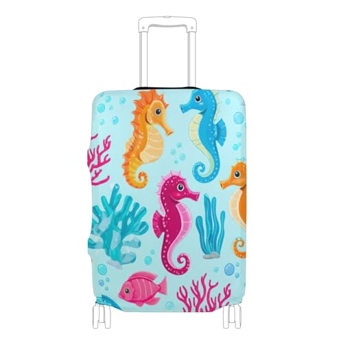 Joisal Cute Seahorse Coral Suitcase Covers for Luggage Protectors Elastic Travel Luggage Sleeve for Women Prints, S, Fits 18-20 Inch Case