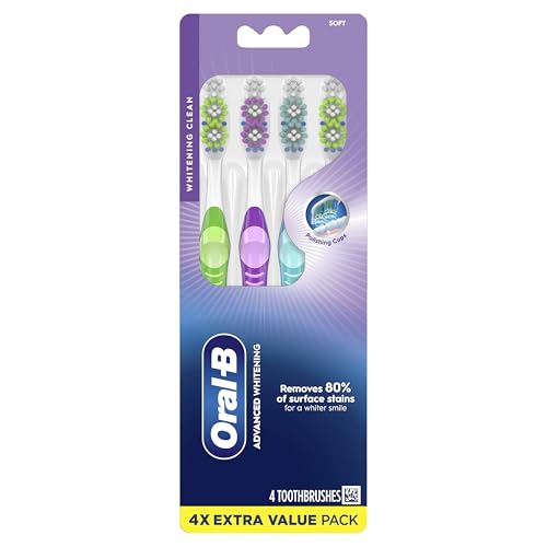 Oral-B 3D White Manual Toothbrush, 4-Pack, Stain Eraser, Soft Bristle Brushes, Adult Teeth Whitening, Daily Plaque Removal, Built-in Tongue Scraper Cheek Cleaner, Travel Size Toiletries - image 6