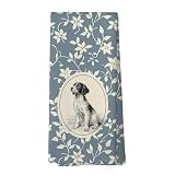 XPH Blue Floral Brittany Spaniel Dog Kitchen Dish Towels, Brittany Spaniel Gifts for Women, Dog Lovers Mom Gifts, Vintage Blue Floral Golden Doodle Hand Towel Kitchen Tea Towels Decorations, 16x24inch