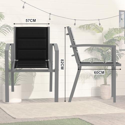 Chaises de jardin en aluminium JUMMICO x6 gris clair empilables - 4