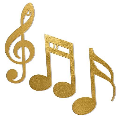 wotieuns Metal Music Note Wall Decor Treble Clef Music Wall Art Golden 3 Piece Set