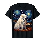 Surreal Starry Night Great Pyrenees Dog T-Shirt