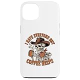 I Hate Everyone But Coffee Help Skeleton Cowboy Western スマホケース iPhone 13 用
