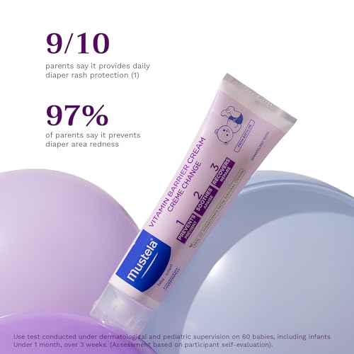 Image of Mustela Baby Natural Diaper Rash Cream for Newborn Baby - Fragrance-Free with Zinc Oxide, Olive Oil, Aloe Vera & Sunflower Oil - Vegan & EWG Verified - 2.53 fl oz (100 ml)