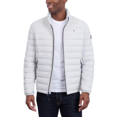 Image of Tommy Hilfiger Mens Embroidered Logo Puffer Jacket