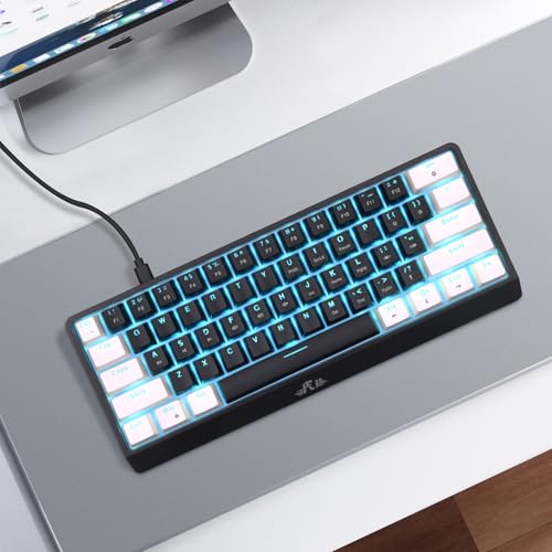 Rii Mechanical Keyboard Wired Blue Switch Ergonomic Design with Multiple Hotkeys Compatible with Android Mac and Windows Various Backlight Modes.US Layout（Black + White） - Image 8