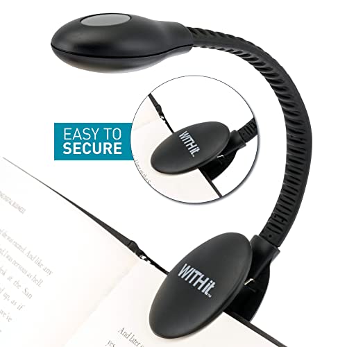 Withit Usb Rechargeable Clip On Book Light – Black – Led Reading Light For Books, Ebooks, Reduced Glare, Lightweight - Integrated Usb Plug, Rechargeable Battery Included #TOP1