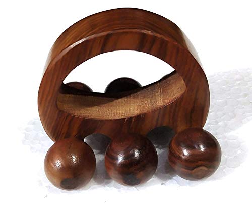 Happie Shopping Wooden Back Massager Back Pain Relief Body Massager Of 6 Massage Roller (Size 5 Inch)