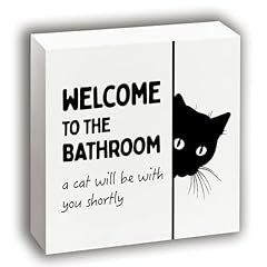 Black Cat Bathroom Box Sign