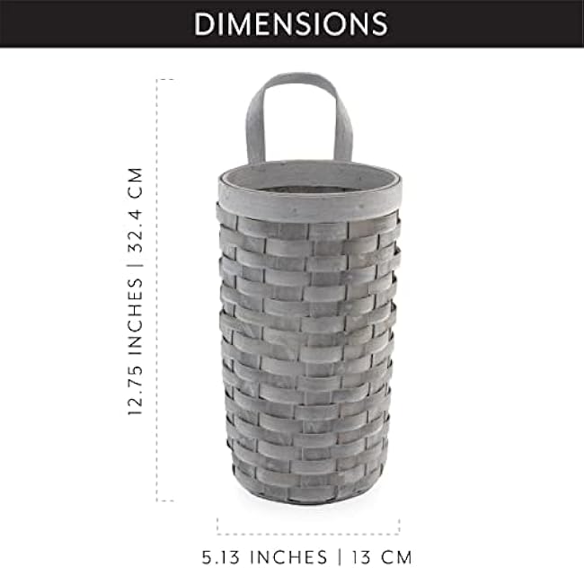 AuldHome Design Wicker Grocery Bag Holder (Gray); Wall-Mounted Rustic Farmhouse Plastic Bag Dispenser for Kitchen or Laundry Room