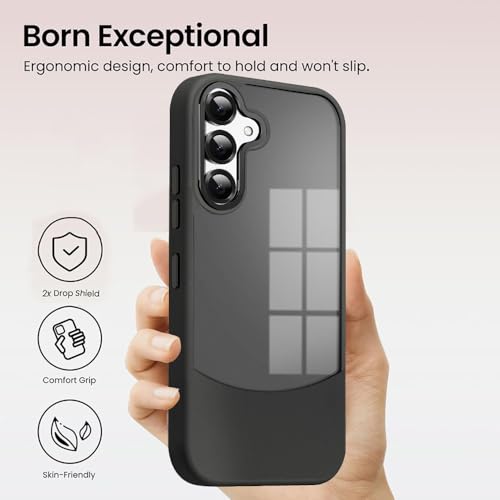 Image of KARWAN️Fusion Edge Leather Transparent Mobile Back Case | Slim Fit | Anti-Fingerprint| Scratch-Resistant | Premium Grip | Shockproof case | Back Cover for Samsung Galaxy S24 Plus || Black