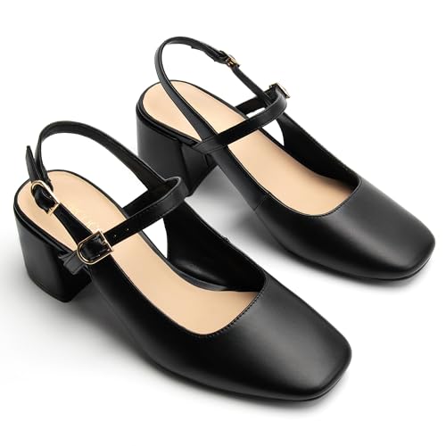 Womens Mary Jane Chunky Low Heels Pumps Square Toe Buckle Strap Wedding Party Dress Shoes4