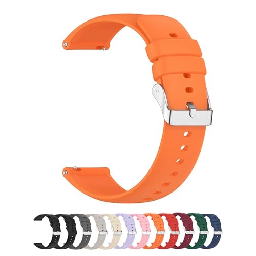 Foyscr Silicone Strap, Quick Buckle Waterproof Soft,Stainless Steel Buckle, Unisex Smartwatch Band, Sport Watch Strap (Orange-20mm)
