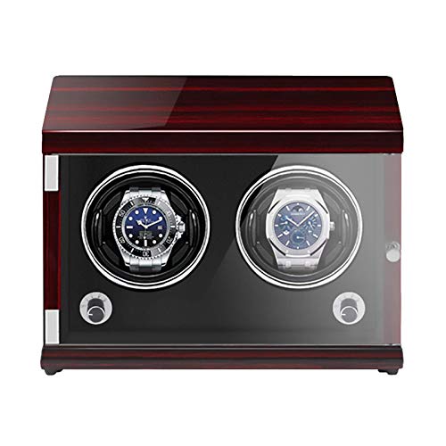 Boîte d'enroulement montre winder double en ébène avec LED pour montre mécanique