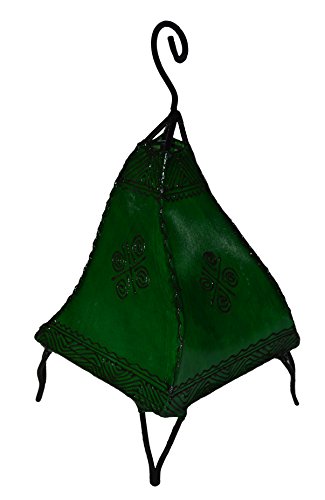 Lámpara de piel Henna artesanal marroquí verde miniatura 4
