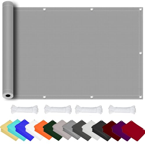 Sonnensegel Wasserdicht Rechteckig mit Ösen 180 x 180 cm, Sonnenschutz, PES-Kunststoff, Winddicht Uv-Beständig Reißfest, Windschutz Markisenstoff Balkon Sichtschutz, für Garten Balkon, Hellgrau