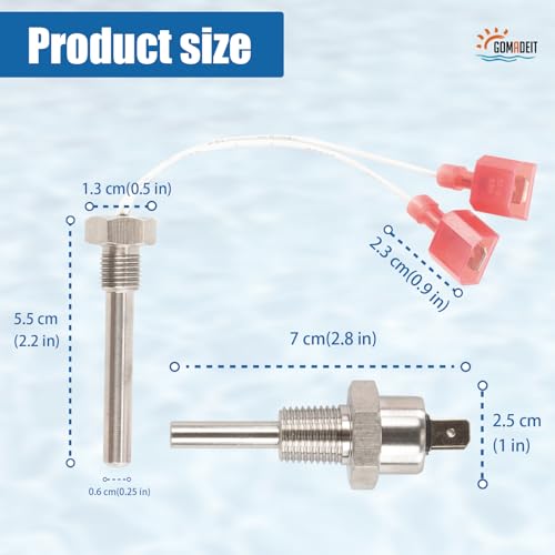 GOMADEIT 42002-0024S Stack Flue Sensor 42001-0053S Heater Thermistor Stainless Steel