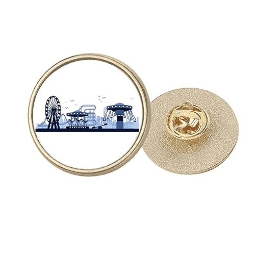 Agrafe de broche ronde dorée taille M pour badge de parc d'attractions