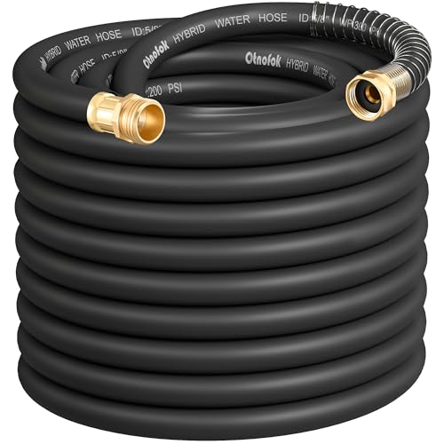 otnofok Heavy Duty Garden Hose 75 ft x 5/8", 5-Layer Hybrid Water Hose