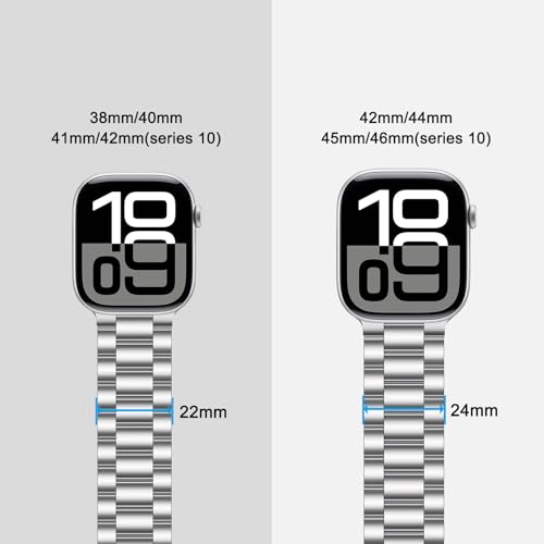 Image of HITZEE Compatible with Apple Watch Band 42 /41 /40 /38mm Business Stainless Steel Metal Strap Men Women Link Bands Compatible for iWatch SE3-1 Series 11 10 9 8 7 6 5-1, 38 /40 /41 /42mm Silver