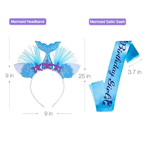 Mermaid Birthday Outfit Set – Shirt, Rainbow Tutu Dress, Satin Sash, Headband – Birthday Gifts For Girls Costume (Black 1, 6 Years) #TOP3