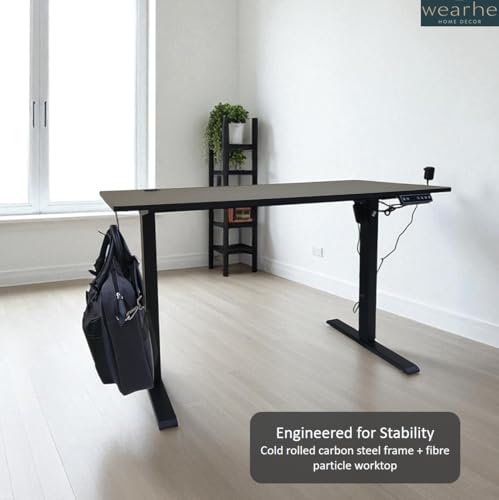Image of Weahre - Height Adjustable Standing Table with Electrical Lifting | Ergonomic Design | 100 KG Lifting Capacity | Digital Display - Preset Memory Control | (Black 1200 x 600 Top, 705-1150 Height)